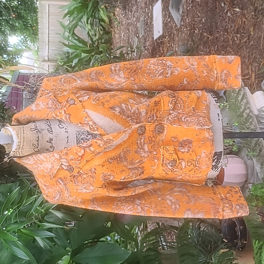 Moth Anthropologie distressed orange M sweater jacket. Gently worn
